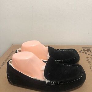 UGG Slippers Women's Light Black Suede Sheepskin Ansley Moccasins Slip On Size 9
